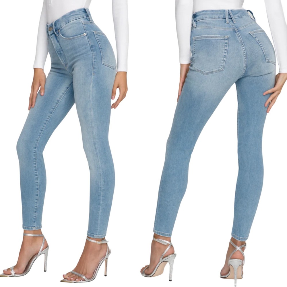Good American Good Waist Skinny Jeans High Waist Stretchy Denim Blue Womens 27